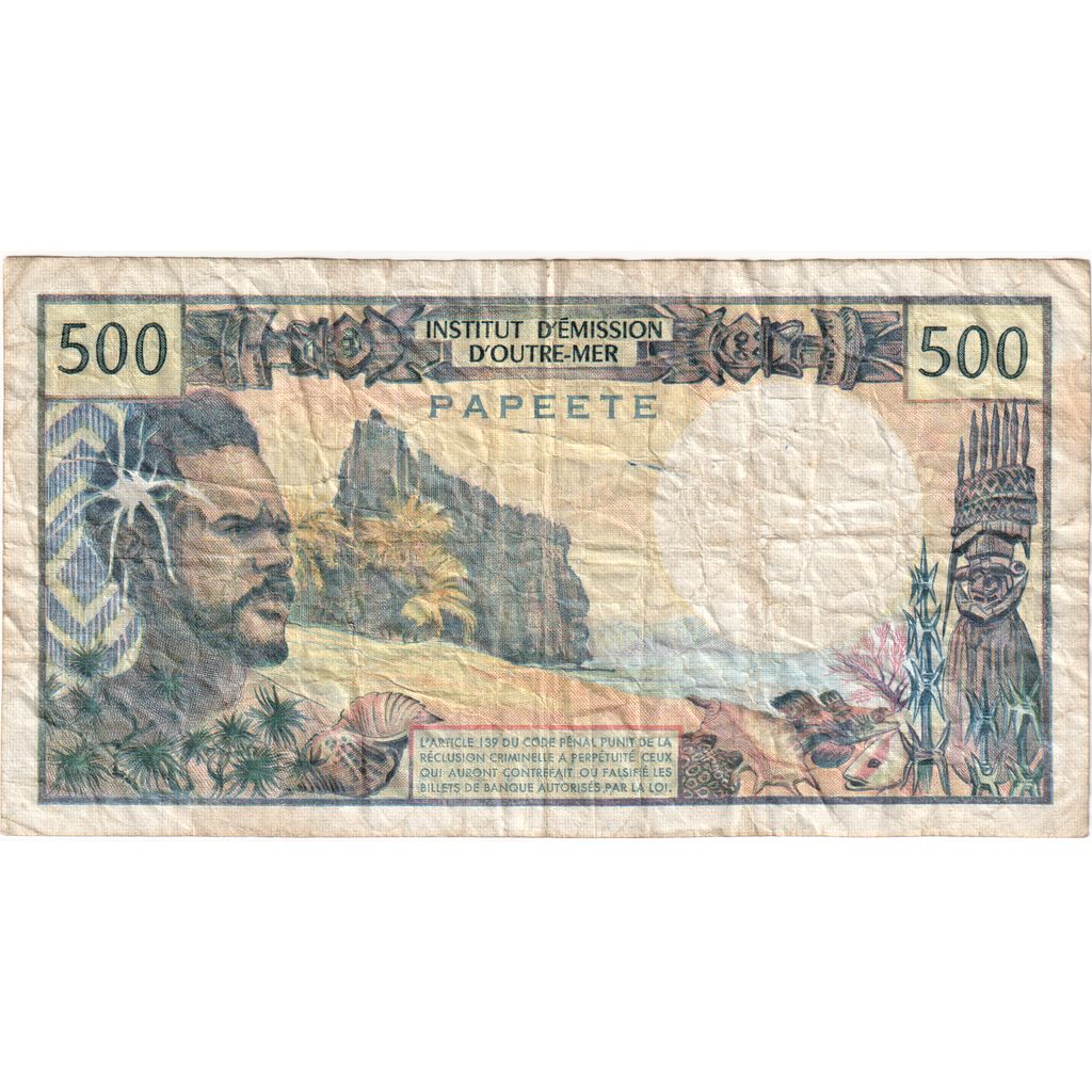 Tahiti, 500 Francs, Undated (1985), KM:25d, VF(30-35)