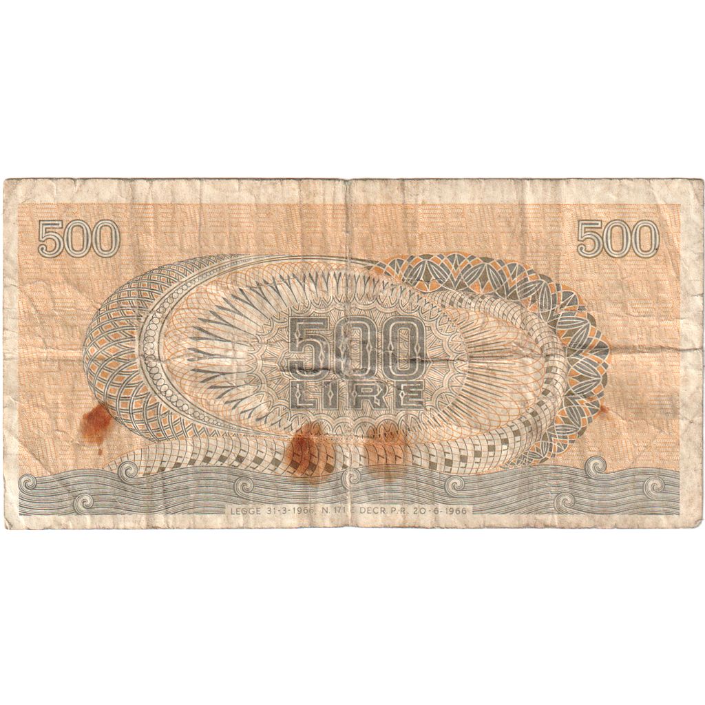 Italië, 500 Lire, 1966, 1966-06-20, KM:93a, TB