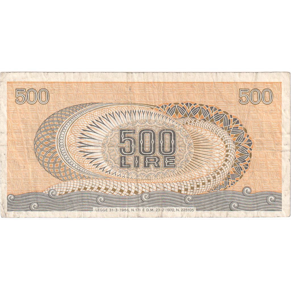 Italy, 500 Lire, 1970, 1970-02-23, KM:93a, VF(20-25)