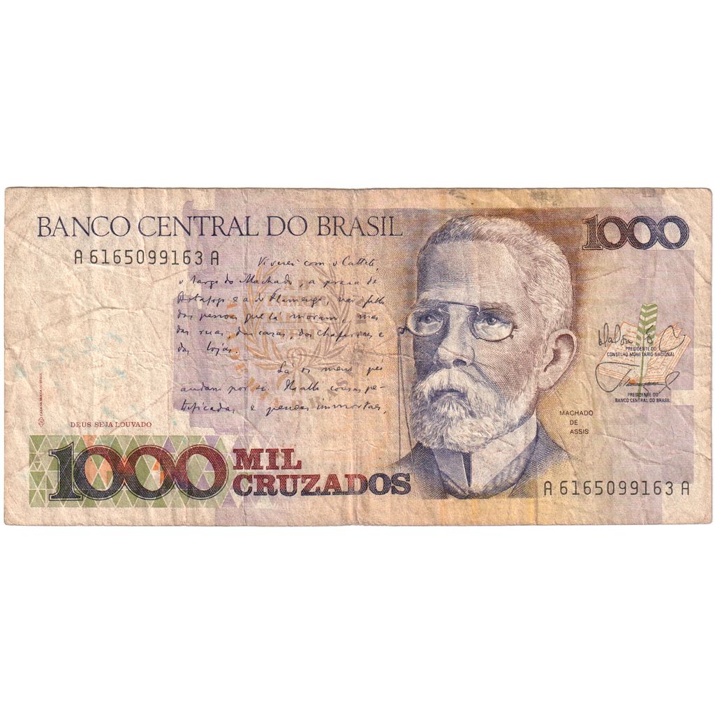 Brazil, 1000 Cruzados, Undated (1988), KM:213b, VG(8-10)