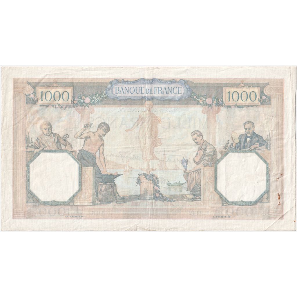 France, 1000 Francs, Cérès et Mercure, 1940, L.9142, VF(30-35), Fayette:38.44
