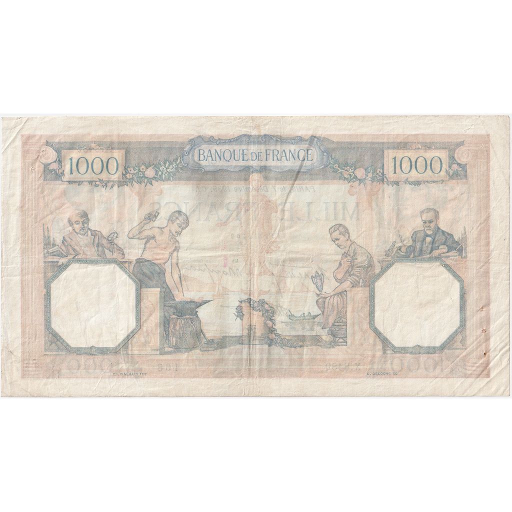 Frankreich, 1000 Francs, Cérès et Mercure, 1939, X.8489, SS, Fayette:38.40