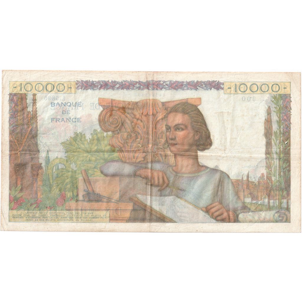 France, 10,000 Francs, Génie Français, 1953, L.5896, TTB, Fayette:50.68