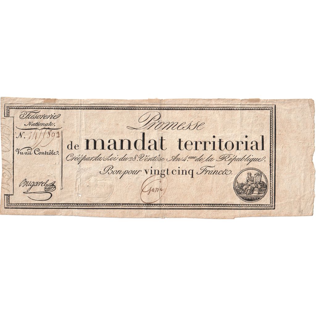 Francia, 25 Francs, 1796, BB, KM:A83a, Lafaurie:196