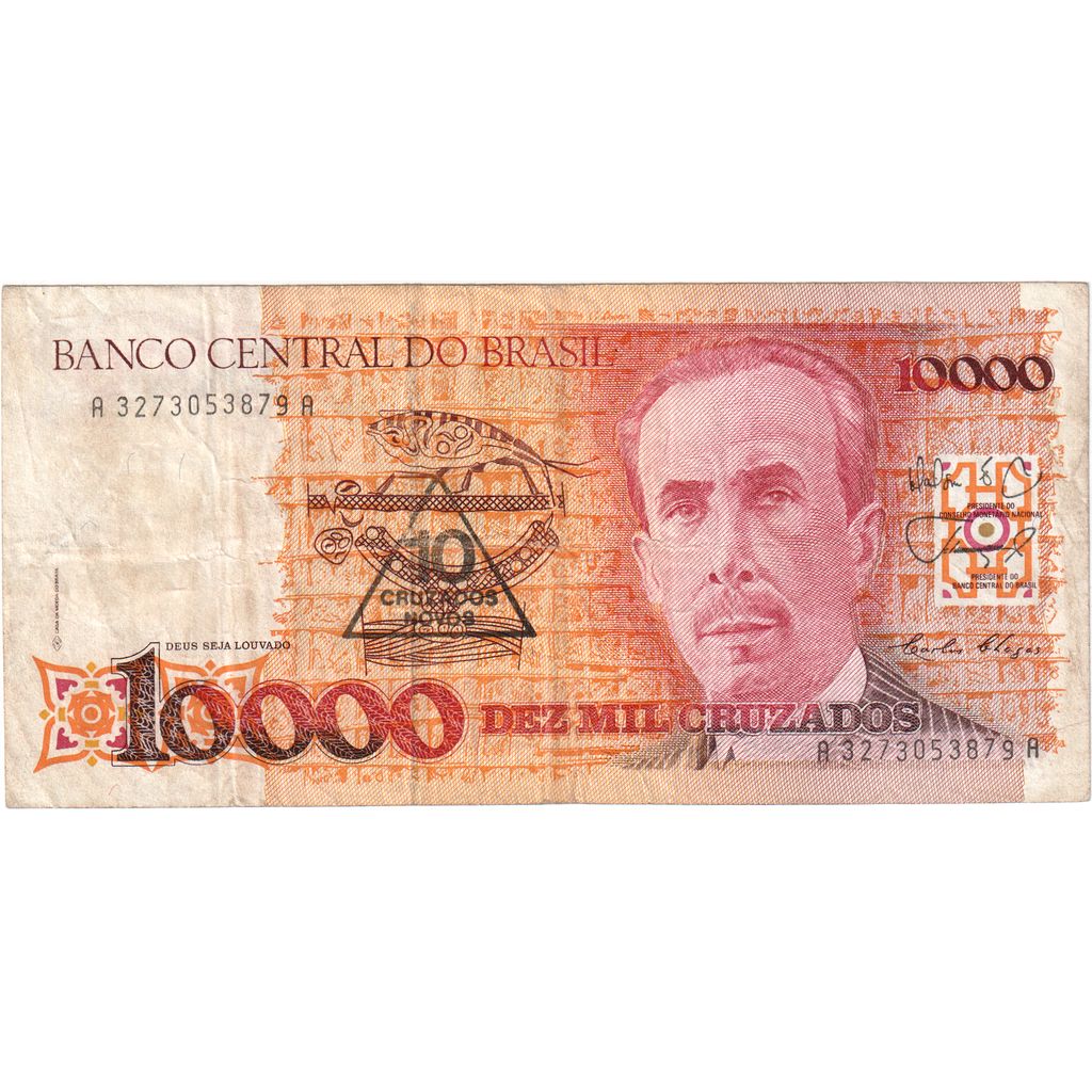 Brasilien, 10 Cruzados Novos on 10,000 Cruzados, Undated (1989), KM:218a, SS