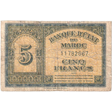 Morocco, 5 Francs, 1943, 1943-08-01, KM:24, VF(20-25)