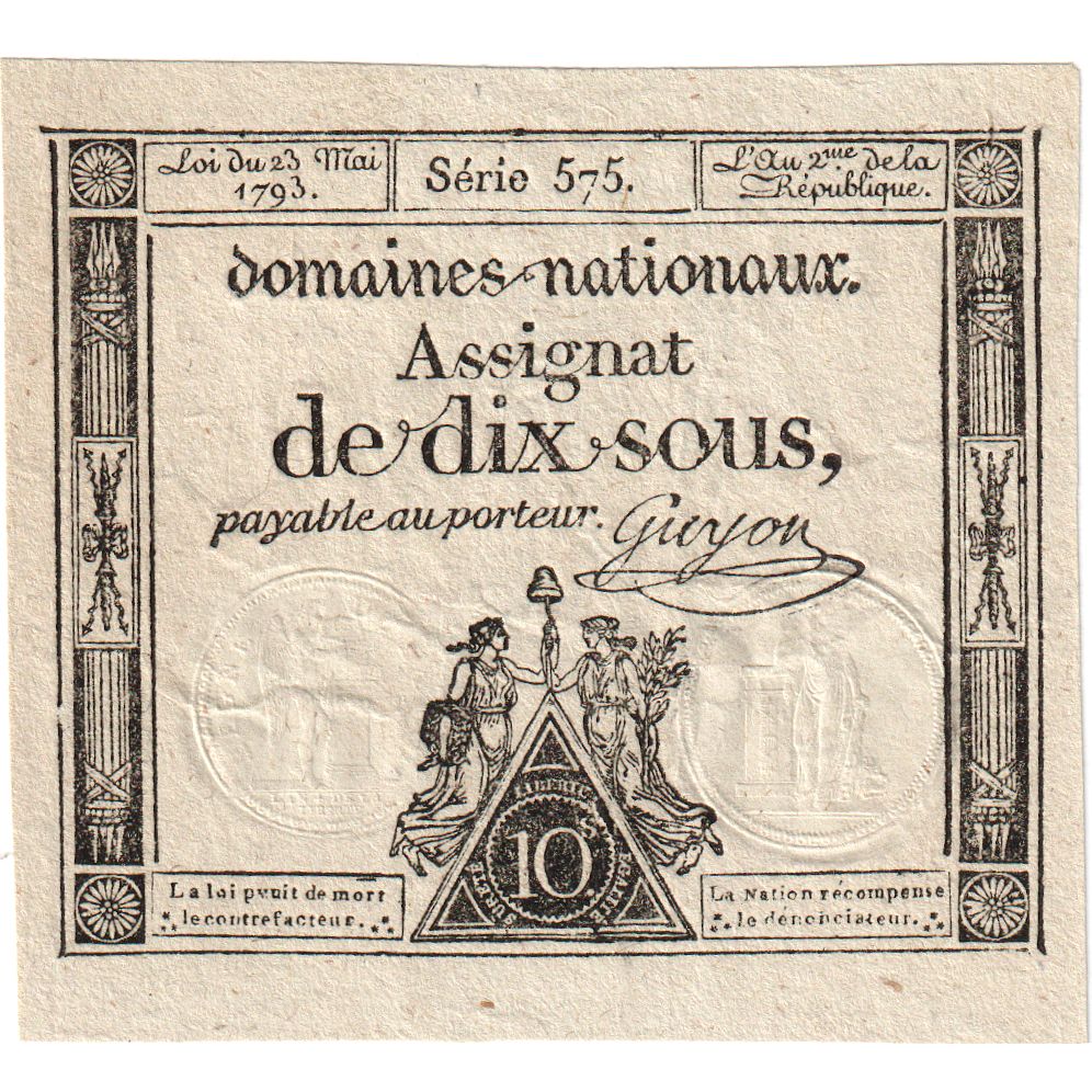 France, 10 Sous, 1792-10-24, Série 575, SUP
