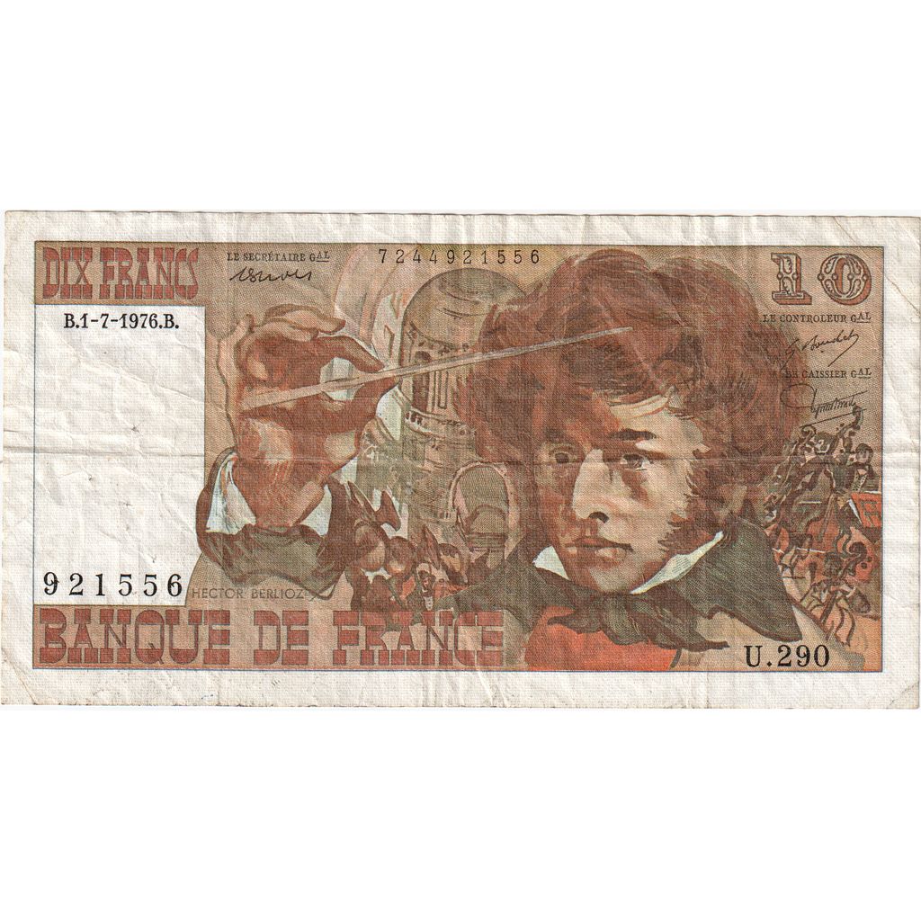 France, 10 Francs, Berlioz, 1976-07-01, U.290, VF(30-35)