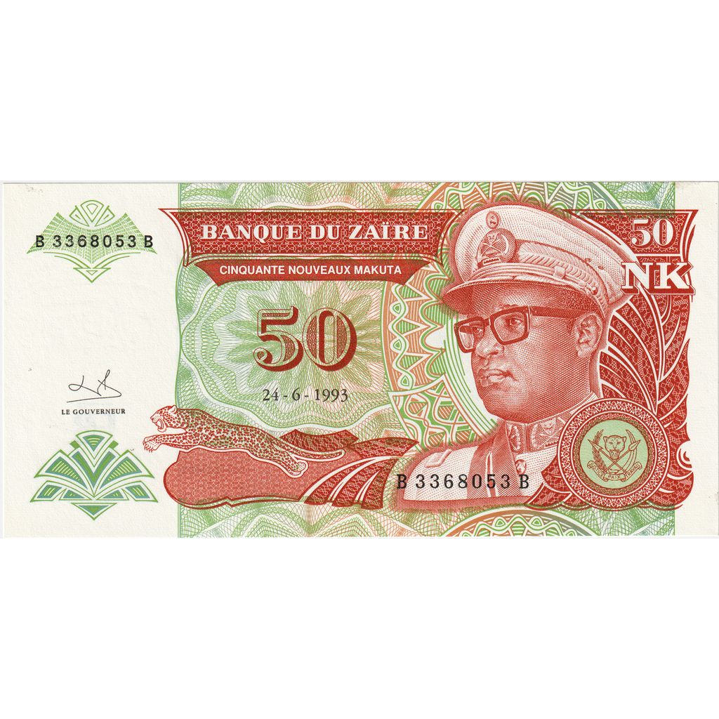 Zaire, 50 Nouveaux Makuta, 1993-06-24, UNC(65-70)