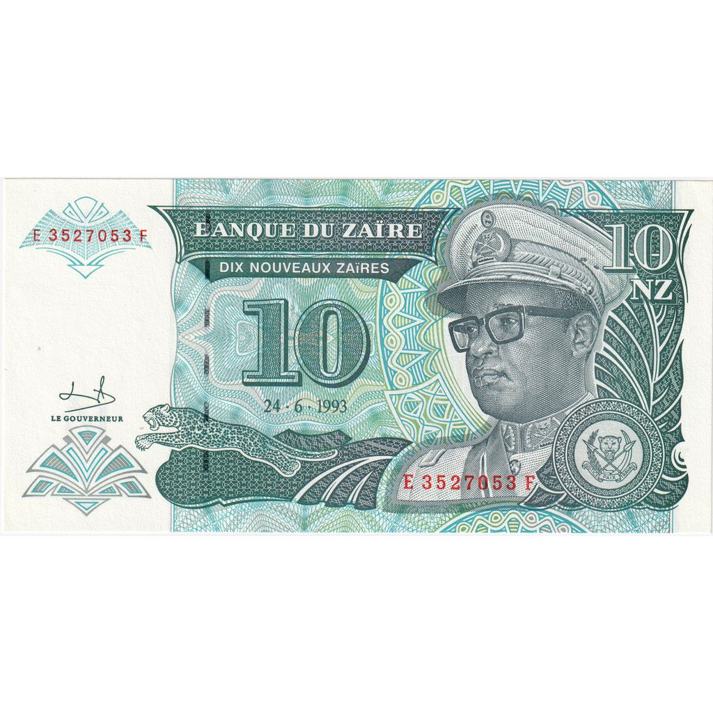 Zaire, 10 Nouveaux Zaïres, 1993-06-24, UNC(65-70)