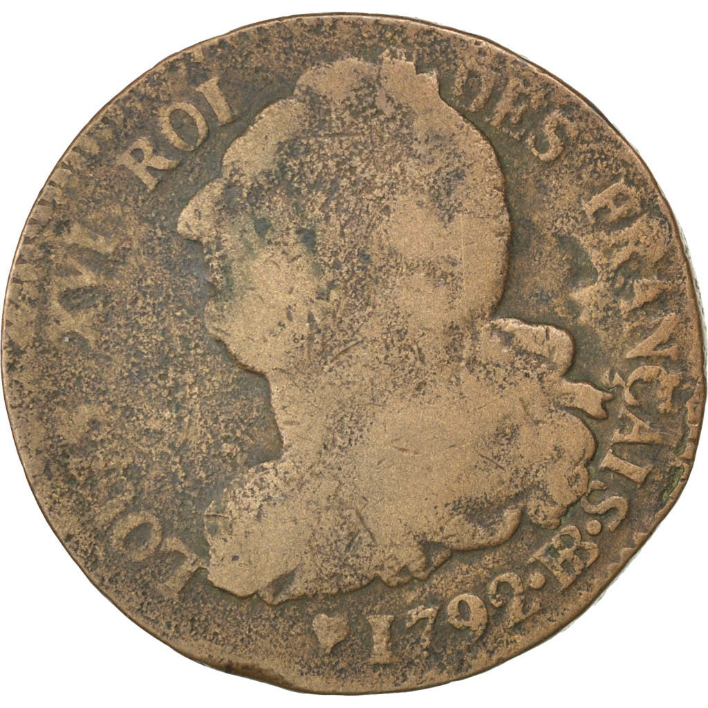 Monnaie, France, 2 sols français, 2 Sols, 1792, Strasbourg, TB, Bronze, KM:612