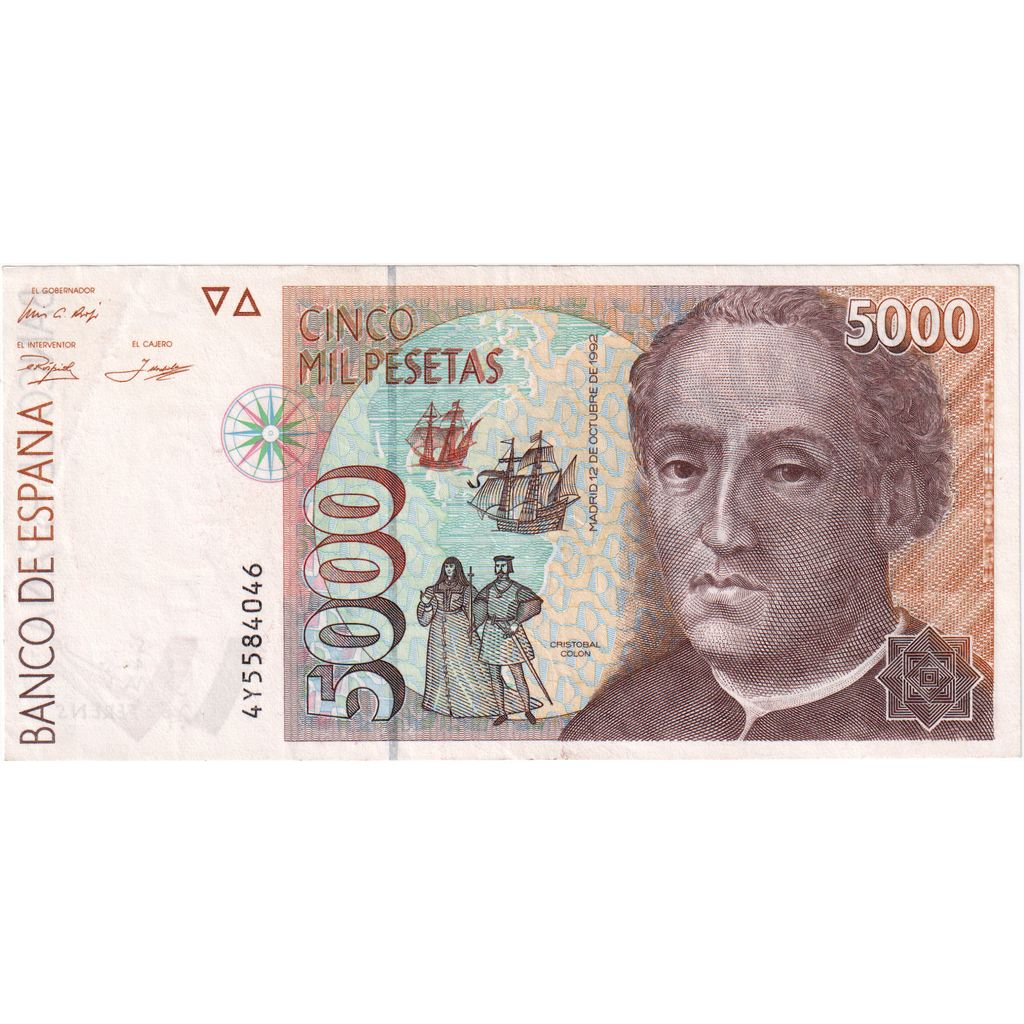 Spagna, 5000 Pesetas, 1992-10-12, BB+