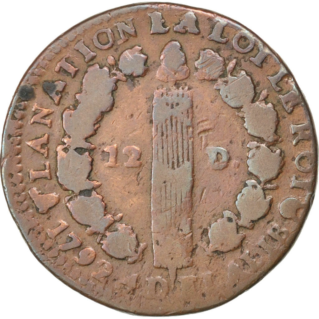 Munten, Frankrijk, 12 deniers françois, 12 Deniers, 1792, Montpellier, FR