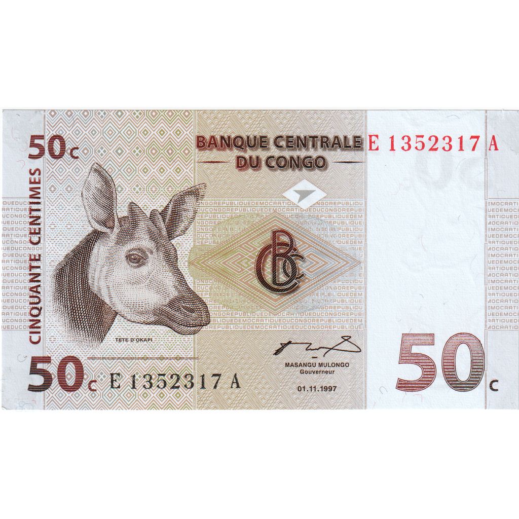 República Democrática de Congo, 50 Centimes, 1997-11-01, UNC