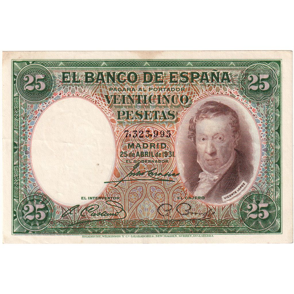 Spagna, 25 Pesetas, 1931-04-25, SPL-