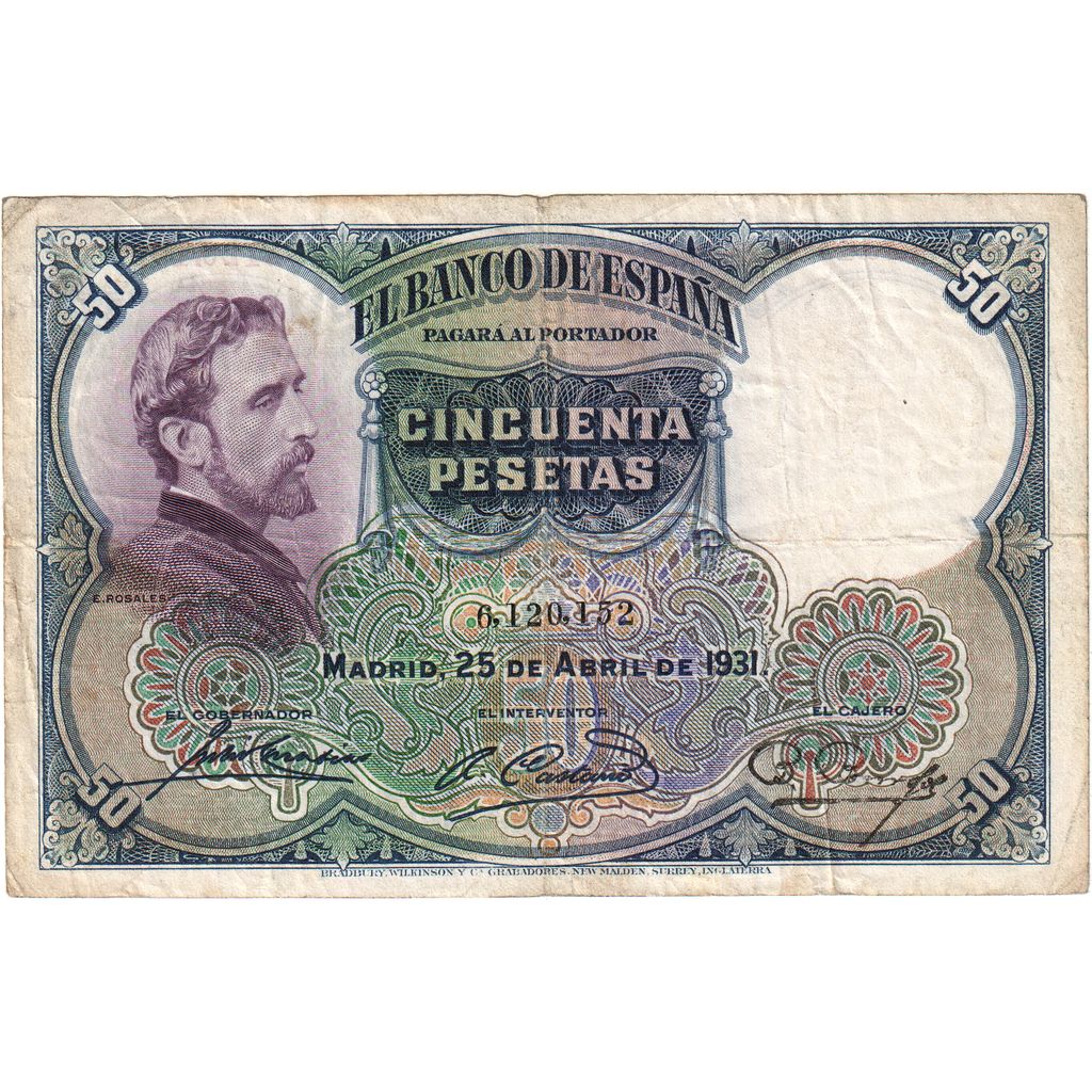 Spagna, 50 Pesetas, 1931-04-25, BB
