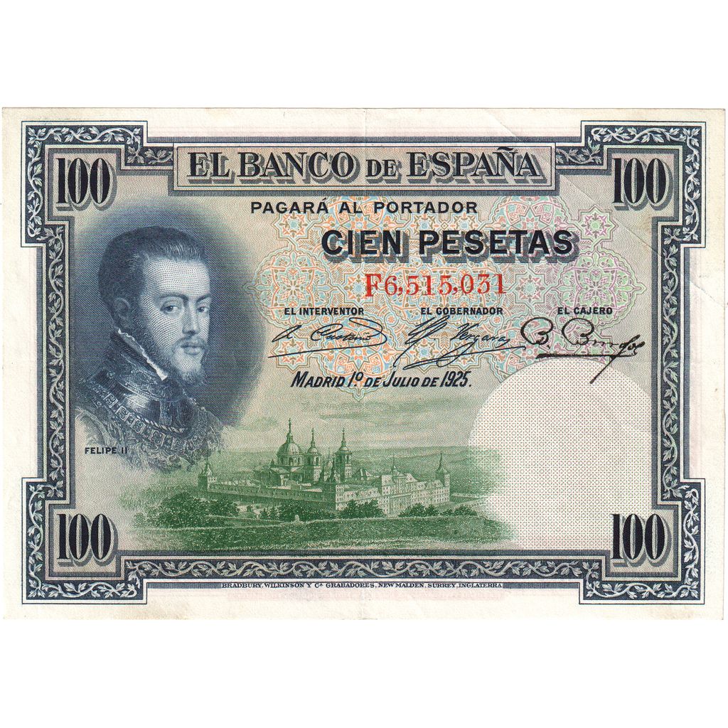 Espanha, 100 Pesetas, 1925-07-01, EF(40-45)