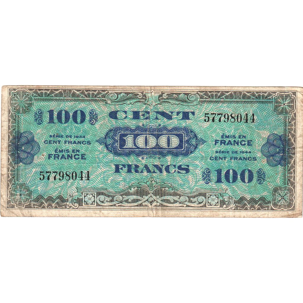 França, 100 Francs, Flag/France, SERIE DE 1944, F(12-15)