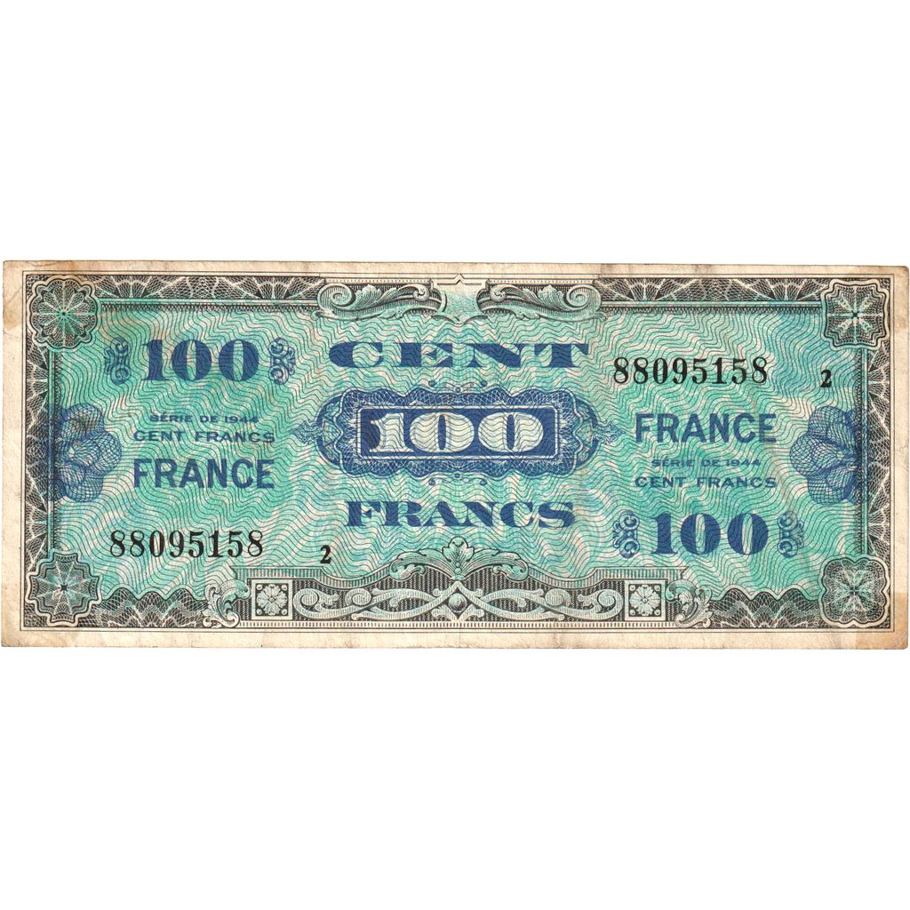 France, 100 Francs, Drapeau/France, 1944, Serie 2, TB