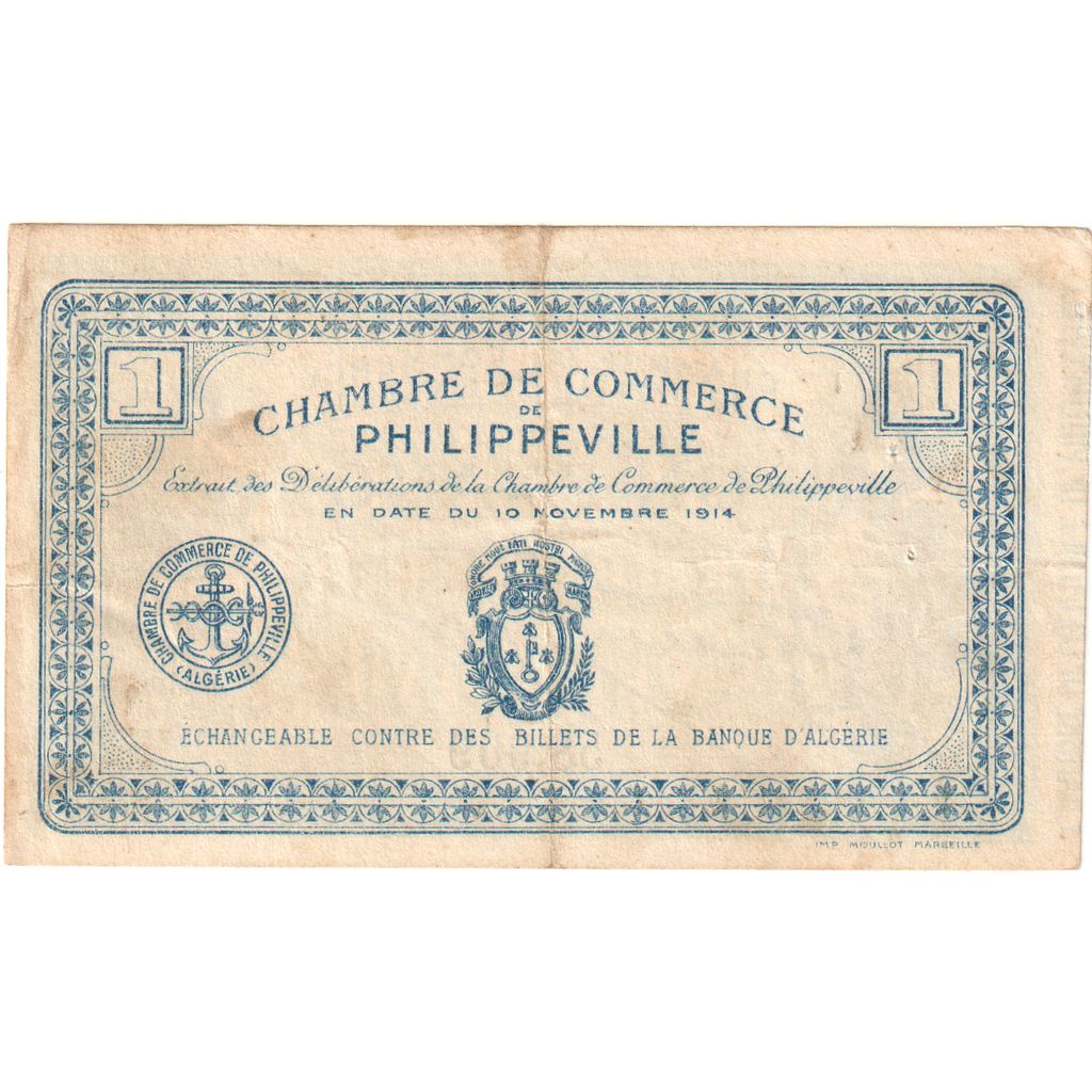 Algeria, 1 Franc, 1914-11-10, Chambre de Commerce, MBC
