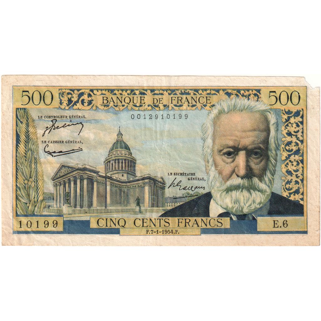 France, 500 Francs, Victor Hugo, 1954-01-07, E.6, F(12-15)