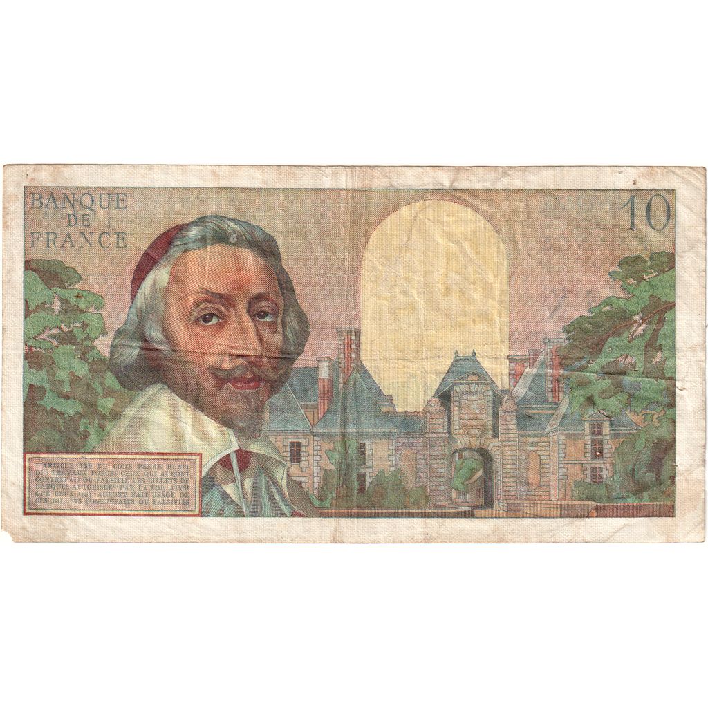 France, 10 Nouveaux Francs, Richelieu, 1959-12-03, F.43, VF(20-25)