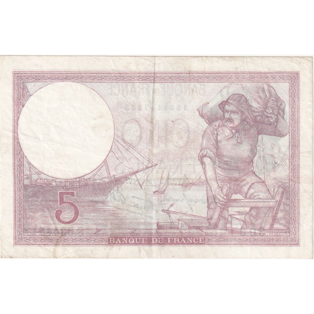 Francia, 5 Francs, Violet, 1939-09-28, S.63445, MBC