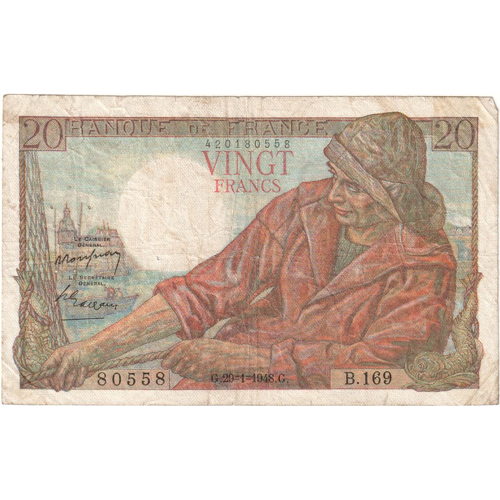 Francia, 20 Francs, Pêcheur, 1948-01-29, B.169, MB