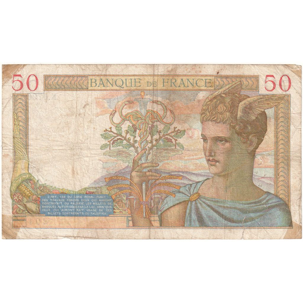 Frankrijk, 50 Francs, Cérès, 1937-08-26, N.6796, B
