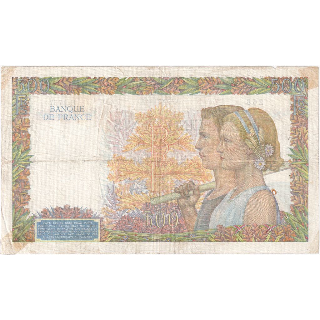 Frankrijk, 500 Francs, La Paix, 1941-01-09, H.1757, B+