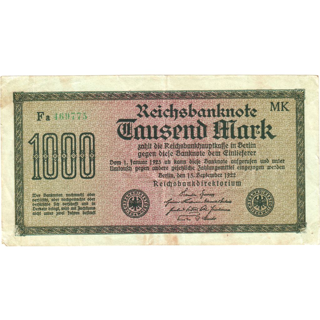 Germania, 1000 Mark, 1922-12-15, BB