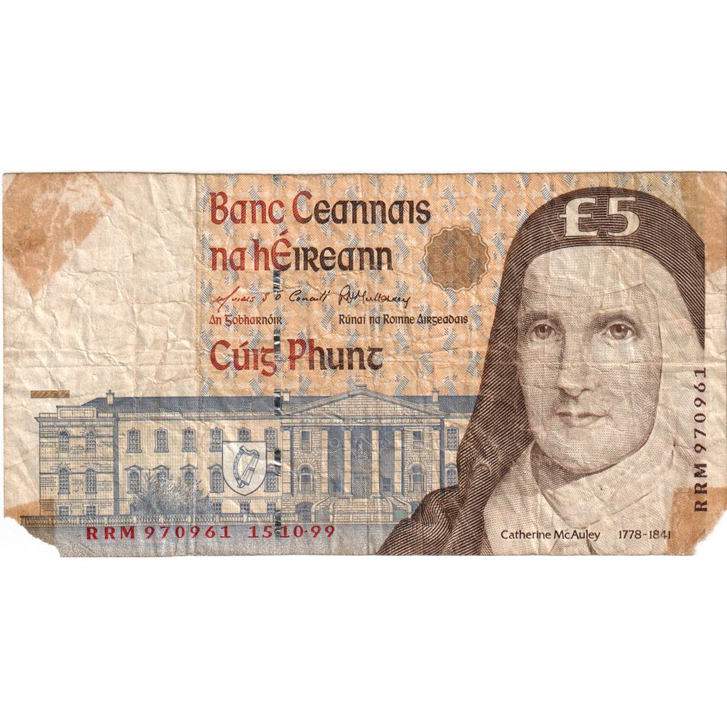 Ireland - Republic, 5 Pounds, 1999-10-15, VG(8-10)