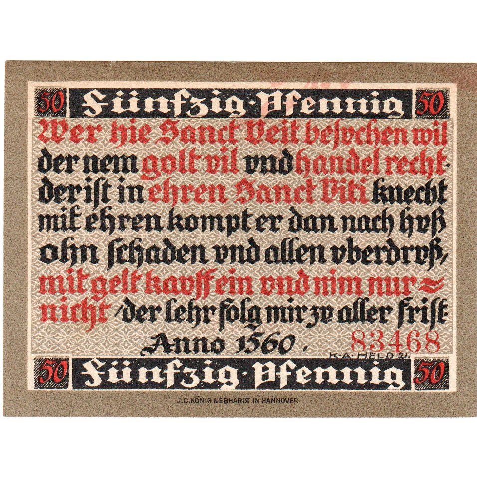 Niemcy, Hoxter Stadt, 50 Pfennig, 1921-05-01, UNC(65-70)