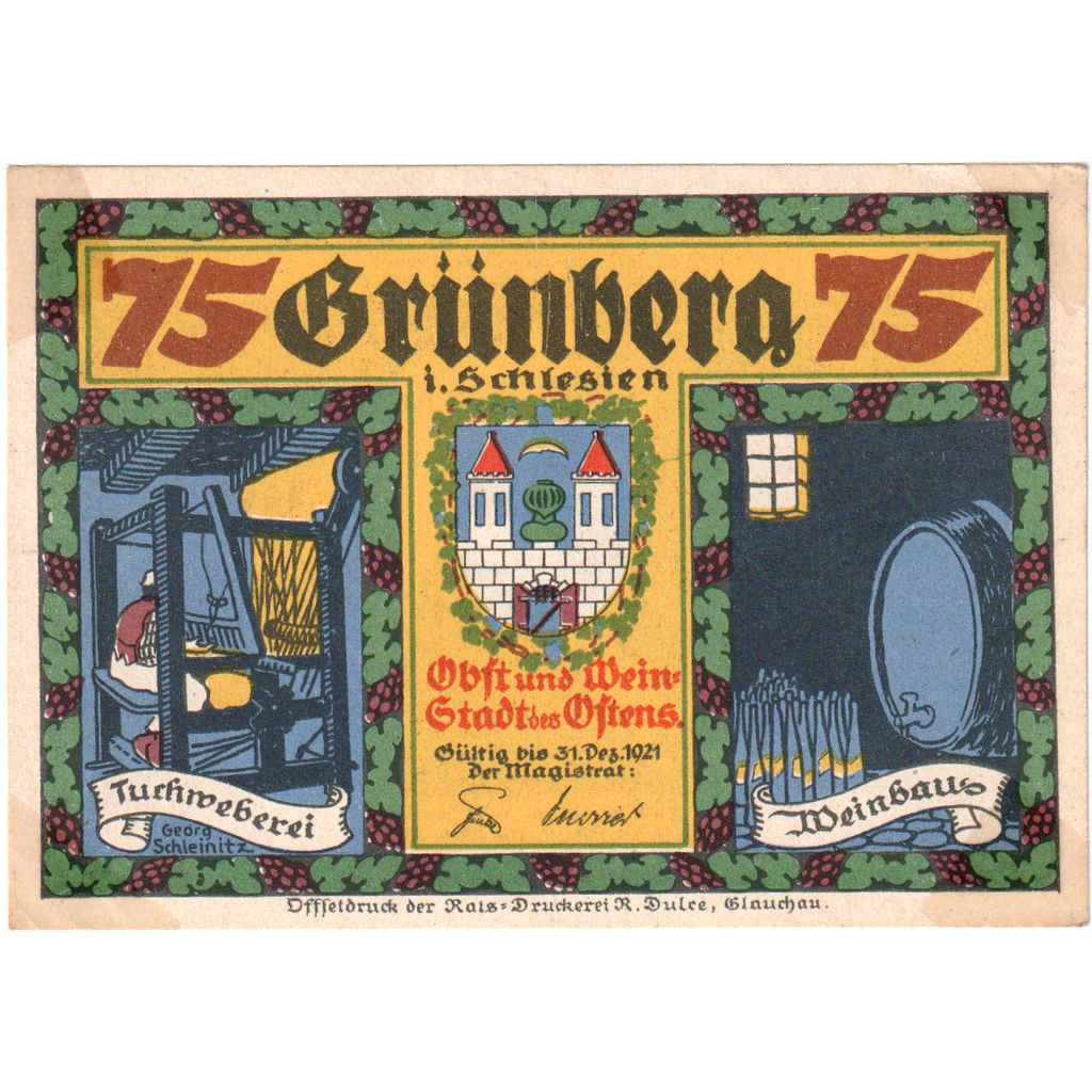 Deutschland, Grünberg, 75 Pfennig, 1921-12-31, VZ
