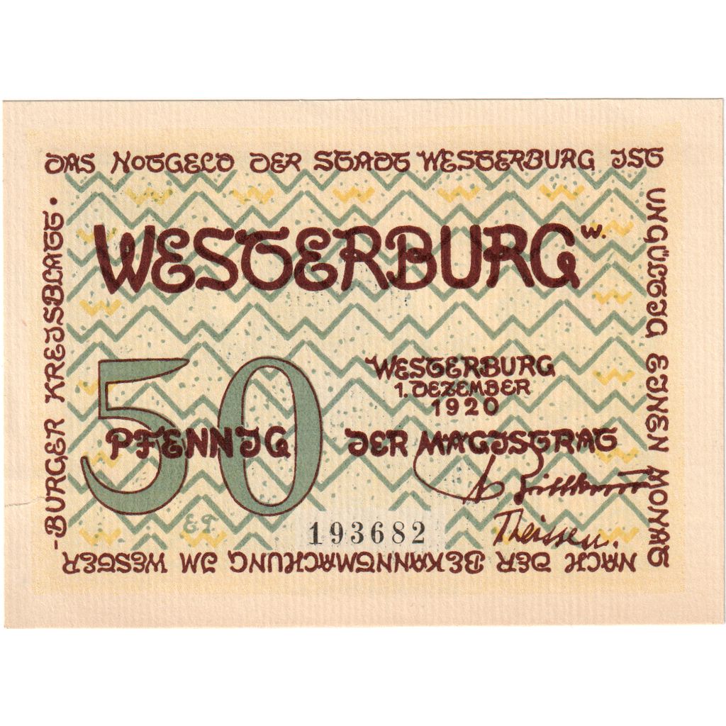 Deutschland, Westerburg, 50 Pfennig, 1920-12-01, VZ