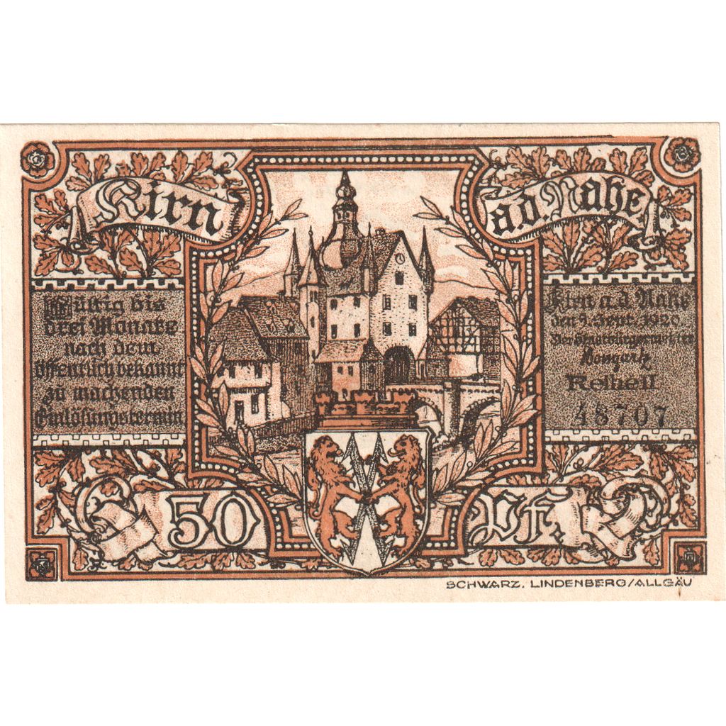 Deutschland, Kirn a.d. Nahe Stadt, 50 Pfennig, 1920-09-09, UNZ
