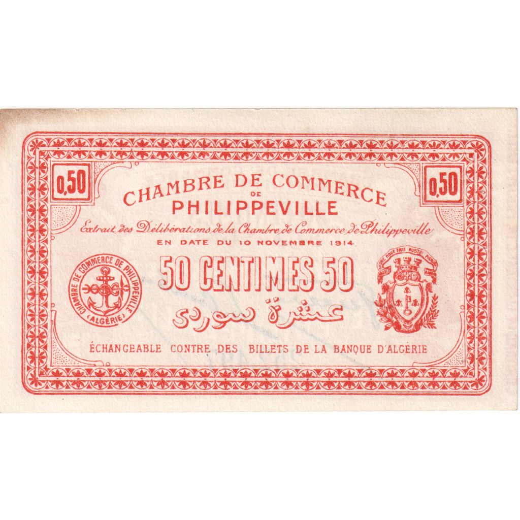 Algeria, 50 Centimes, 1914-11-10, EBC+