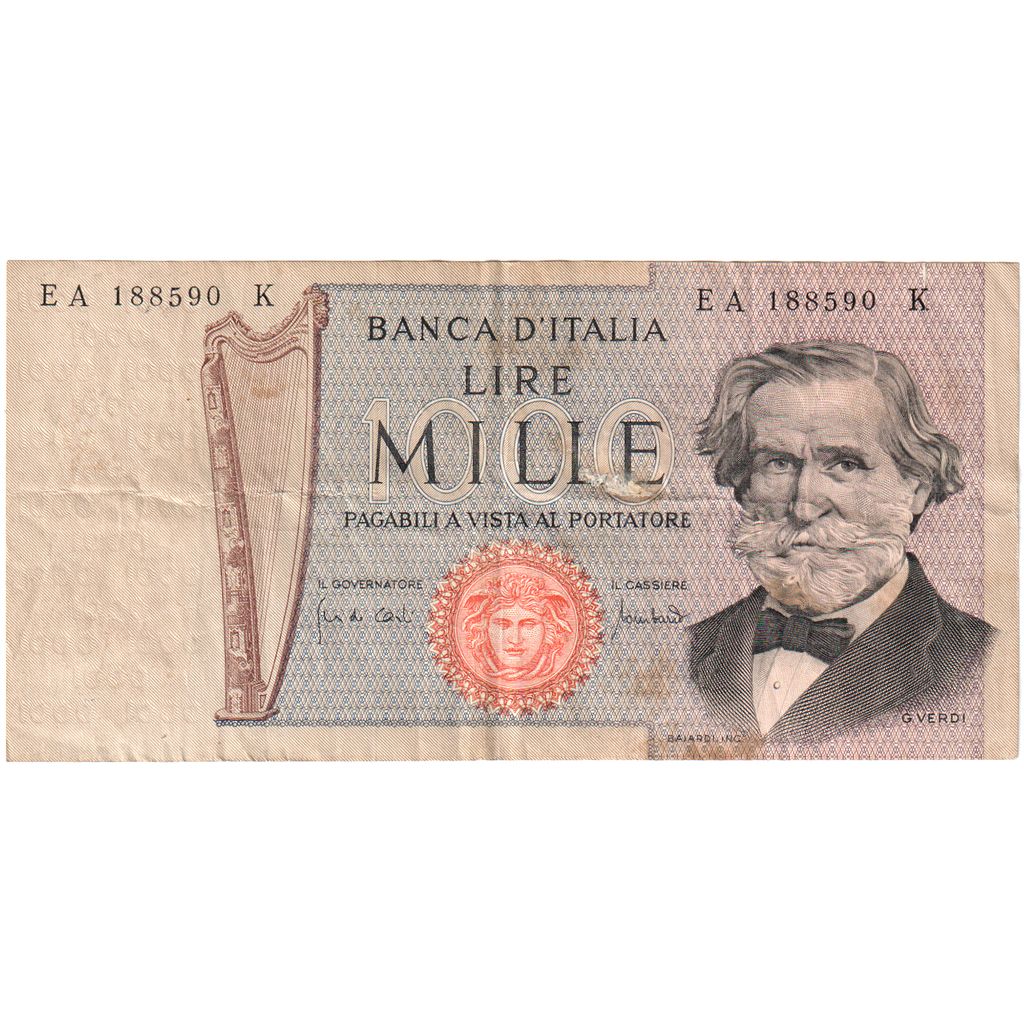 Italy, 1000 Lire, 1969-02-26, VF(20-25)