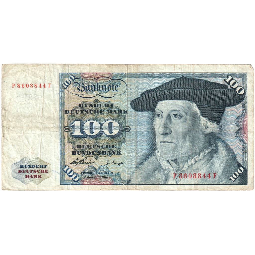 GERMANY - FEDERAL REPUBLIC, 100 Deutsche Mark, 1960-01-02, VF(20-25)
