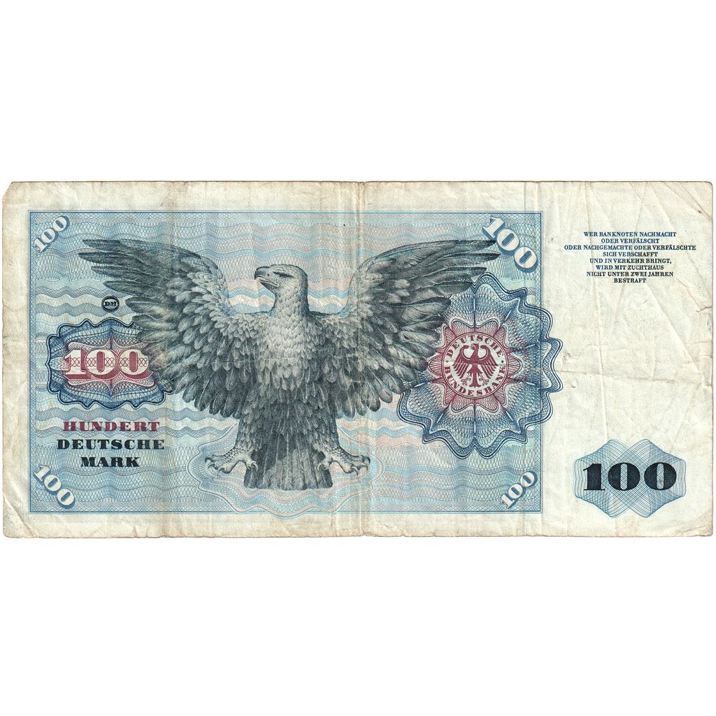 GERMANY - FEDERAL REPUBLIC, 100 Deutsche Mark, 1960-01-02, VF(20-25)