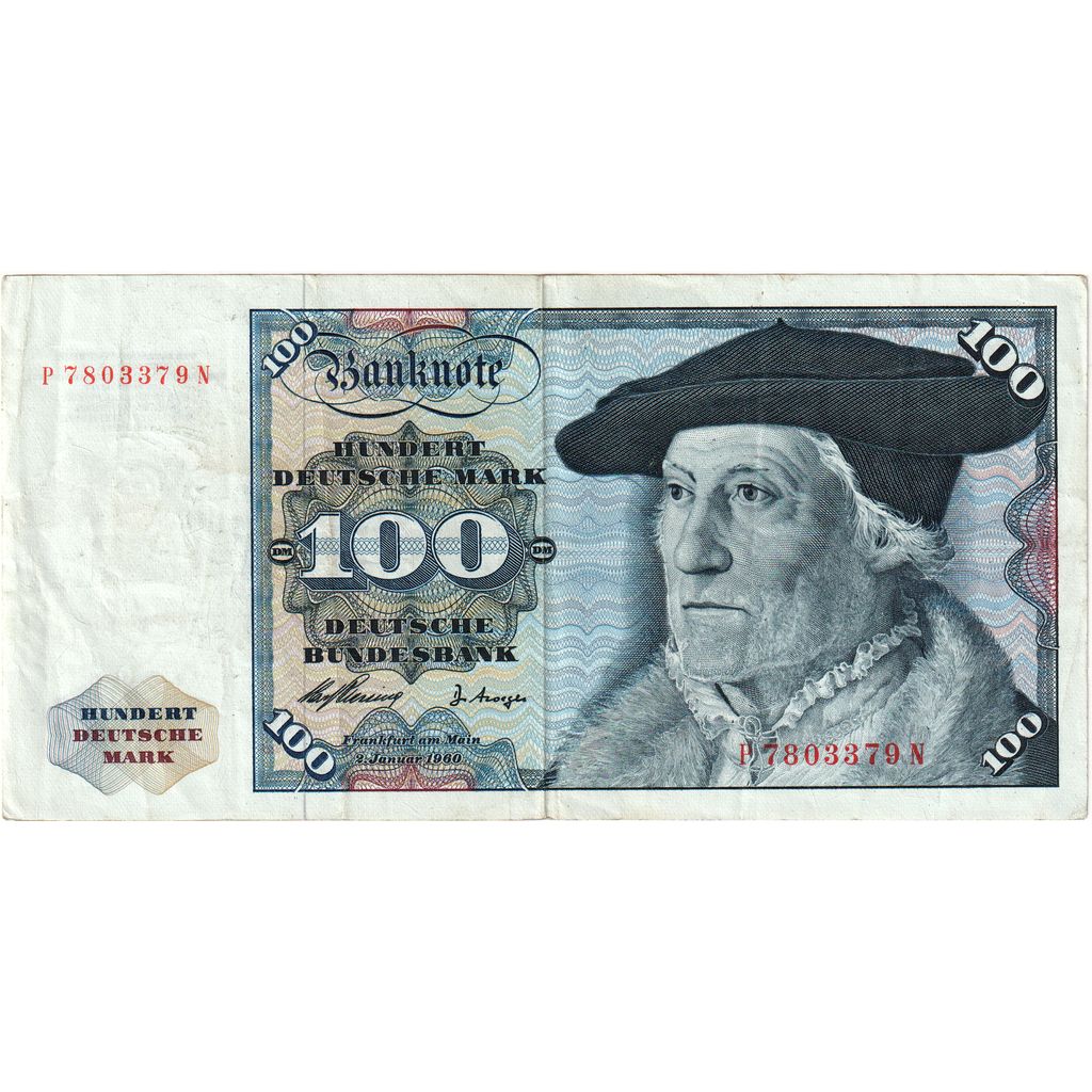 République fédérale allemande, 100 Deutsche Mark, 1960-01-02, TB+