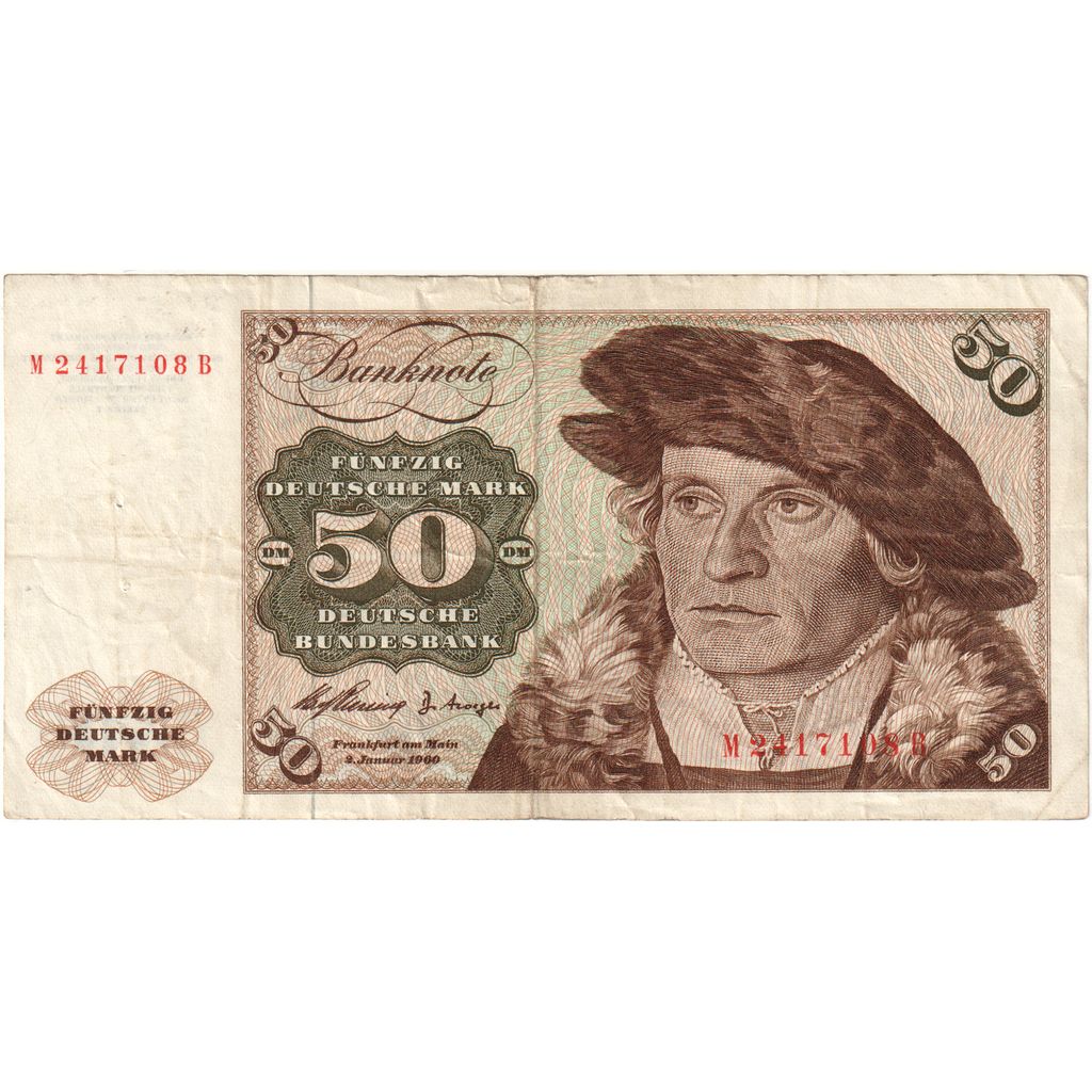 GERMANY - FEDERAL REPUBLIC, 50 Deutsche Mark, 1960-01-02, VF(20-25)