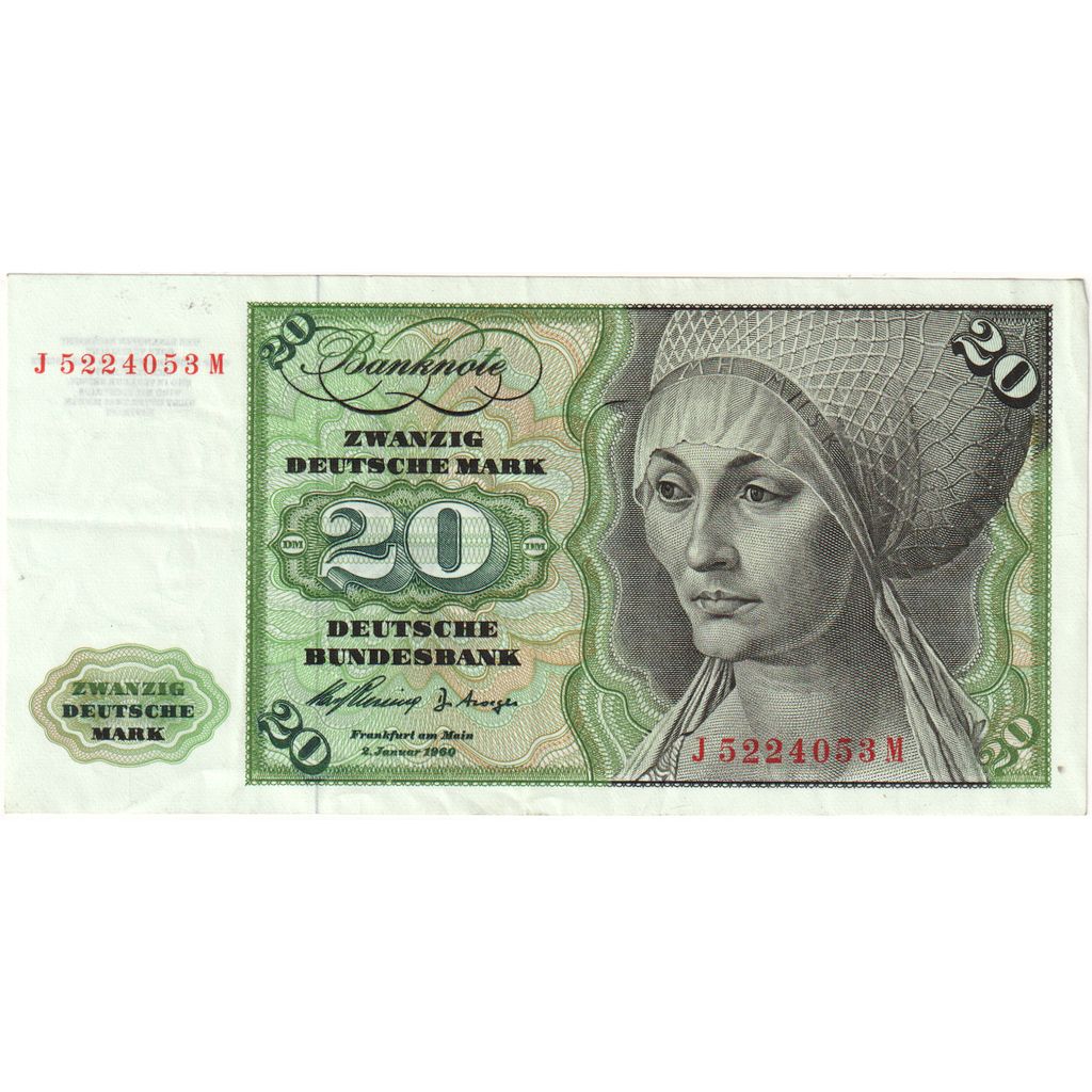 République fédérale allemande, 20 Deutsche Mark, 1960-01-02, SUP