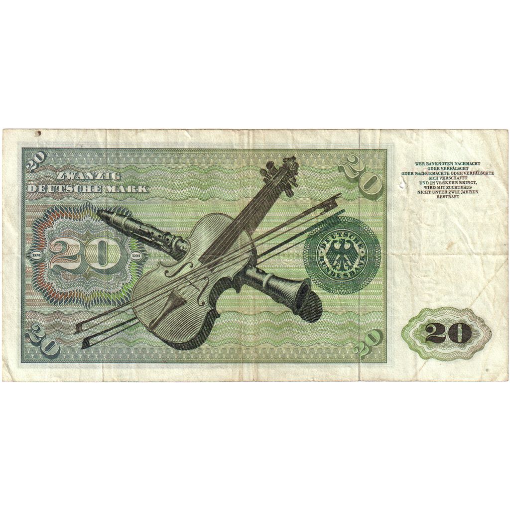 GERMANIA - REPUBBLICA FEDERALE, 20 Deutsche Mark, 1960-01-02, B+