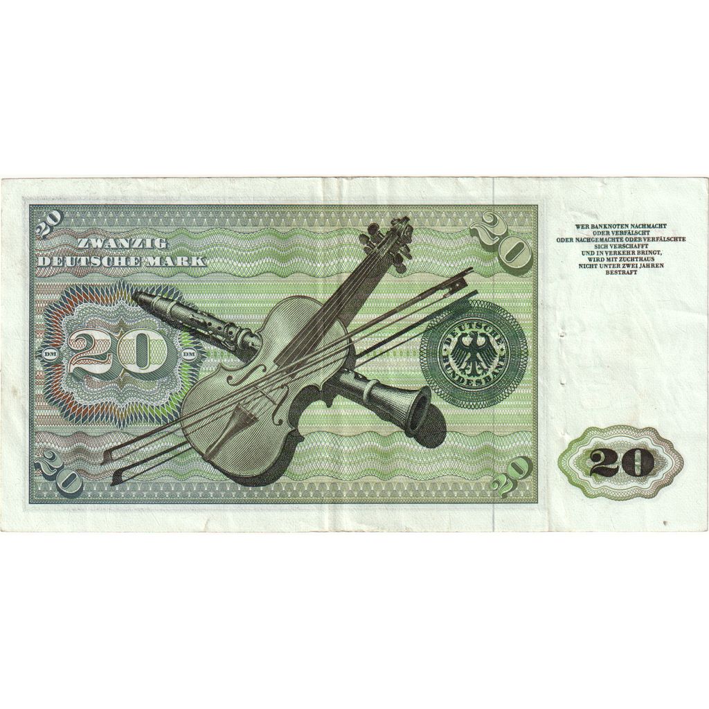 République fédérale allemande, 20 Deutsche Mark, 1960-01-02, TTB