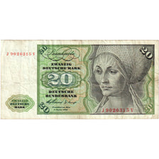 ALEMANIA - REPÚBLICA FEDERAL, 20 Deutsche Mark, 1960-01-02, BC