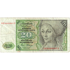 GERMANIA - REPUBBLICA FEDERALE, 20 Deutsche Mark, 1980-01-02, MB