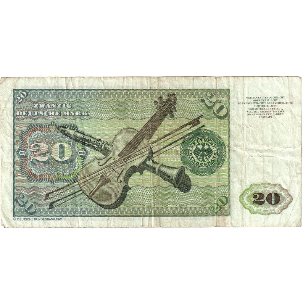 GERMANIA - REPUBBLICA FEDERALE, 20 Deutsche Mark, 1980-01-02, MB