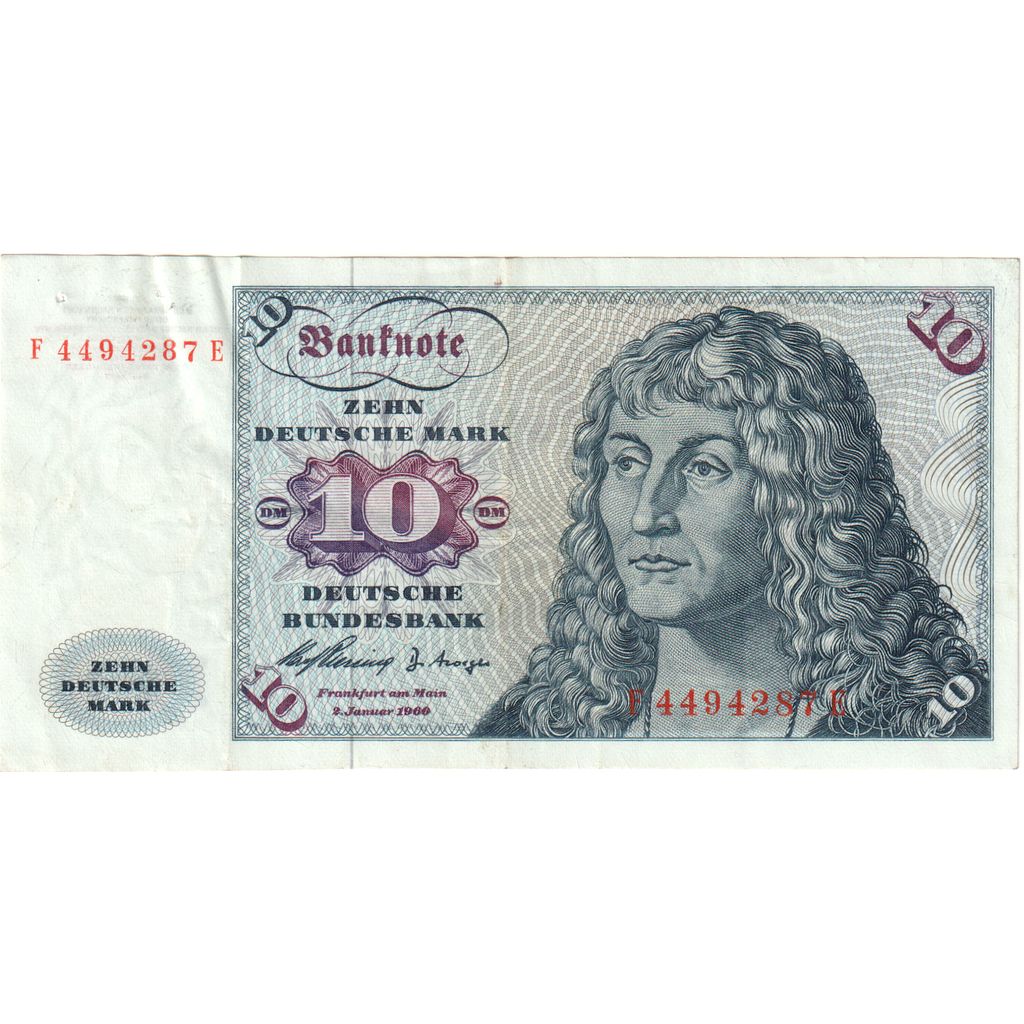 GERMANY - FEDERAL REPUBLIC, 10 Deutsche Mark, 1960-01-02, AU(50-53)
