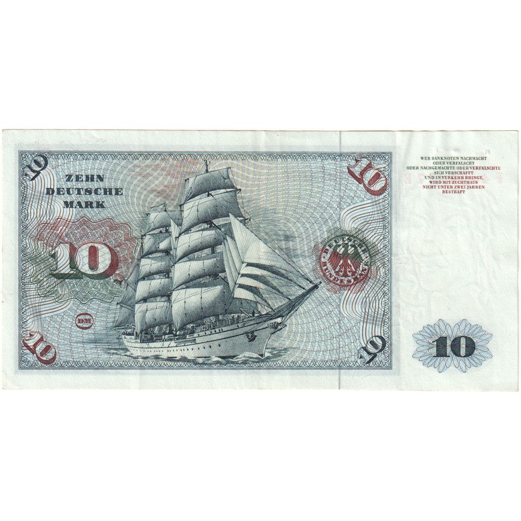GERMANY - FEDERAL REPUBLIC, 10 Deutsche Mark, 1960-01-02, AU(50-53)